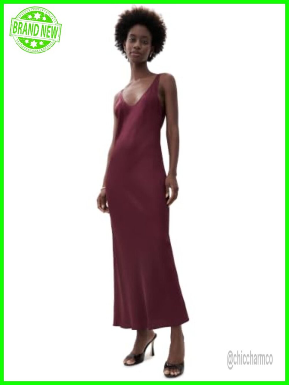 L'AGENCE Satin Maxi Tank Dress Sleeveless Scoop Neck